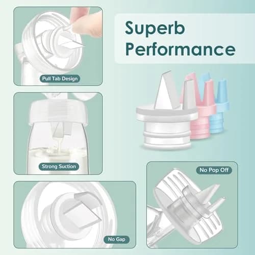 Maymom Duckbill Valves with Pull Tab for Spectra & Medela Pumps, 6 pc Blue | BPA-Free Silicone Replacement Parts thumbnail 6