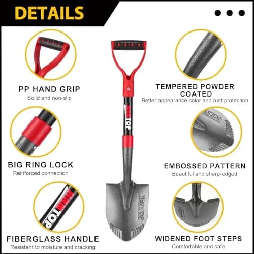 HANTOP Small Garden Digging Shovel 28 inches | Sharp Blade, Non-slip Grip, Durable Fiberglass Handle thumbnail 3