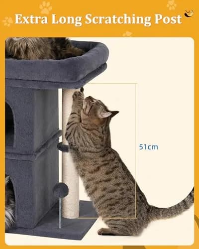 Aechonow Cat Tree for Large Cat,2 Cozy Cat Condo House for Large & Fat Cats | Spacious Perch & Sisal Scratching thumbnail 6