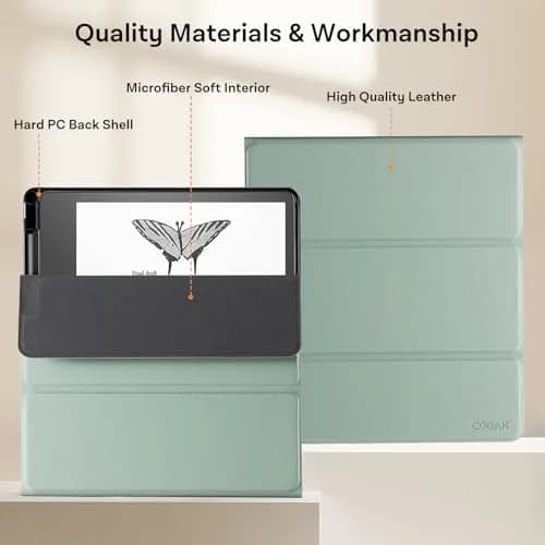 CoBak Sage Green Stand Case for Kindle Scribe 10.2 Inch (25.9 cm) | Premium Folio Leather Cover with Pen Holder & Auto Sleep/Wake thumbnail 6