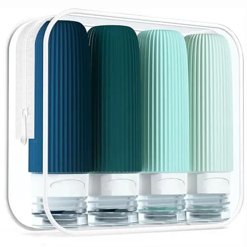 Mrsdry Travel Bottles 3oz | Leak Proof Silicone TSA Approved Set (4 Pack) with Clear Toiletry Bag thumbnail 1
