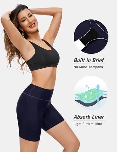 Leovqn Period Swimwear Boyshorts Blue Small | Leakproof UV 50+ for Indian Waters thumbnail 3