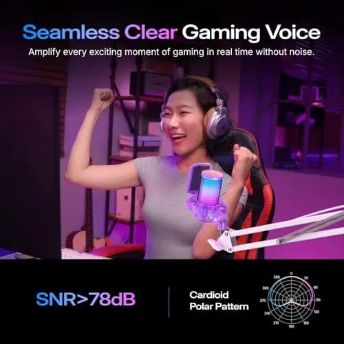 MAONO DGM20S USB Microphone for PC with Clear Voice & Noise Reduction | RGB Lighting & Noise Cancellation thumbnail 4