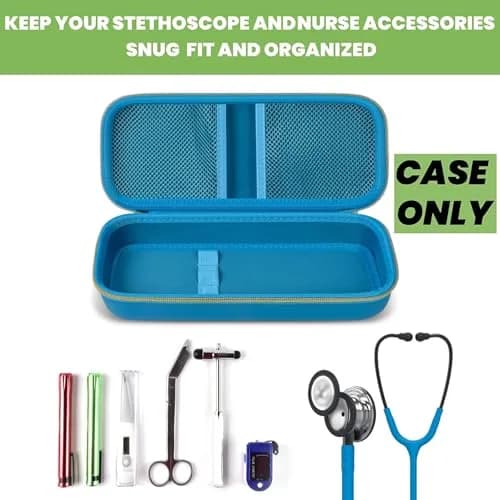 ALKOO Sky Blue Stethoscope Carrying Case with Internal Mesh Pockets & Elastic Slots | Professional Healthcare Organizer thumbnail 2