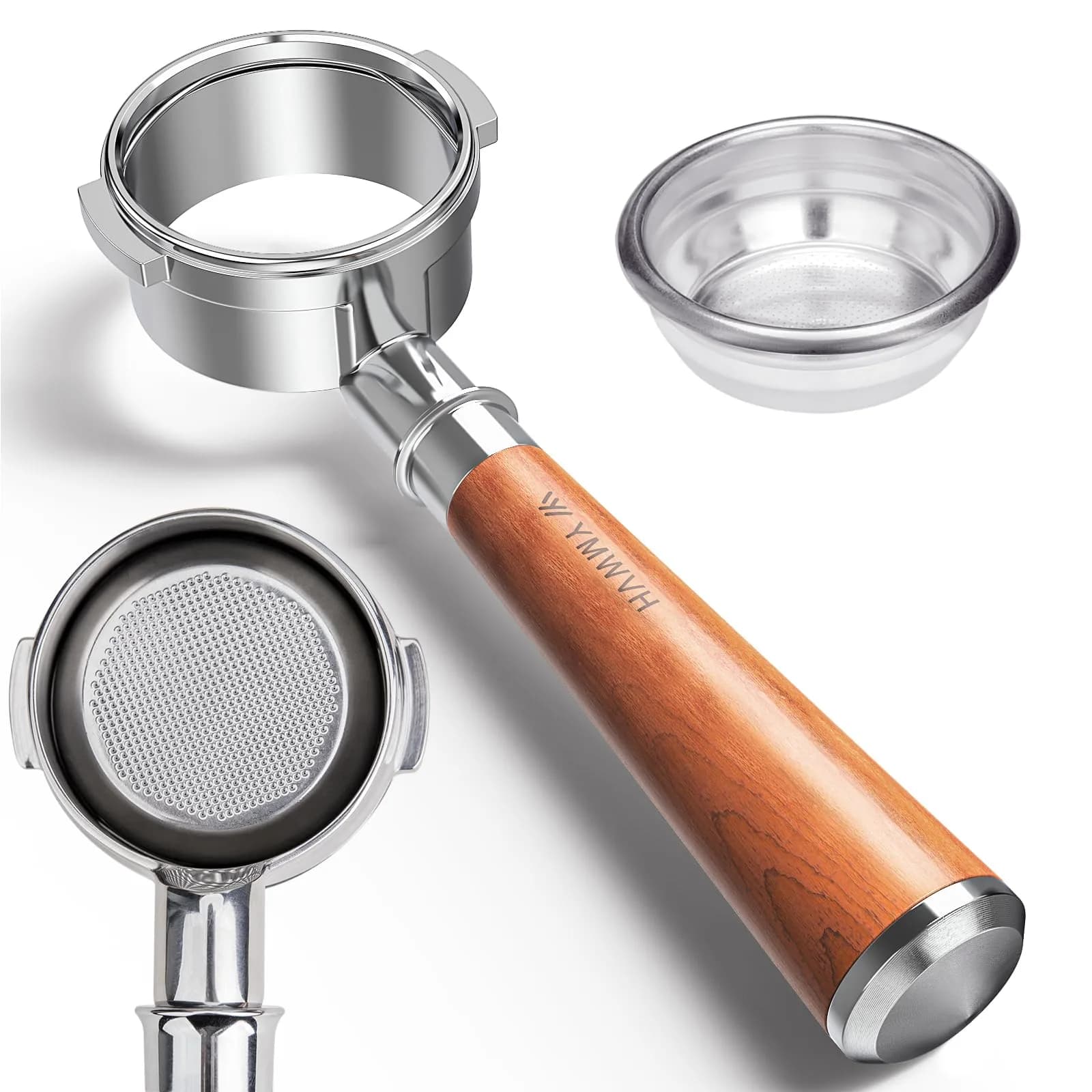 YMWVH 51mm Bottomless Portafilter 2 Ear for De-longhi ECP3420/EC155/BCO430/EC260 | Real-Time Brew Control — 58mm 2 Ears | For Breville Dual Boiler