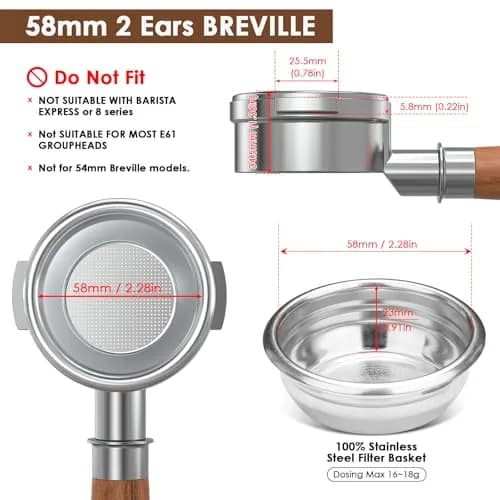 YMWVH 58mm Bottomless Portafilter for Breville Dual Boiler BES980XL/990BS/920XL | Precise Extraction thumbnail 2