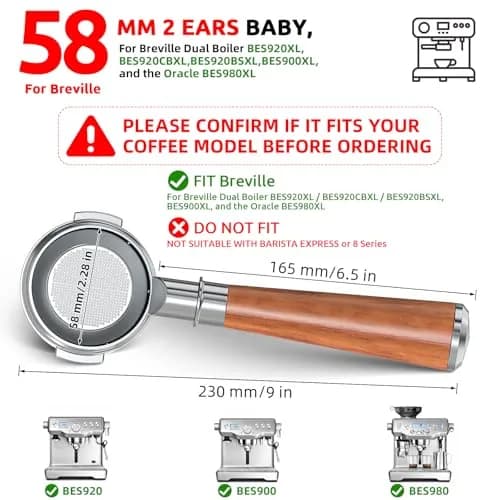 YMWVH 58mm Bottomless Portafilter for Breville Dual Boiler BES980XL/990BS/920XL | Precise Extraction thumbnail 3