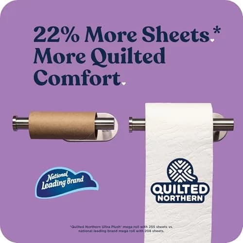 Quilted Northern Ultra Plush Toilet Paper, 8 Super Mega Rolls (3024 Sheets Total) | 3-Ply Softness, Lint-Free, USA Imported thumbnail 3
