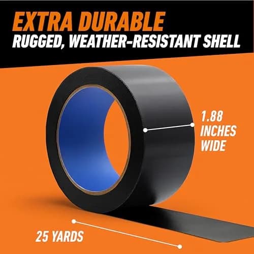 Gorilla All Weather Duct Tape, Black, 1.88" x 25 yd (25 Rolls) | UV & Temperature Resistant Waterproof Tape thumbnail 6