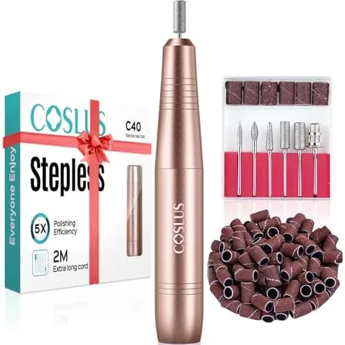 COSLUS C40 Electric Nail Drill Machine Golden | Professional Acrylic Gel Dip Powder Nails, Portable Manicure Pedicure Tools thumbnail 1