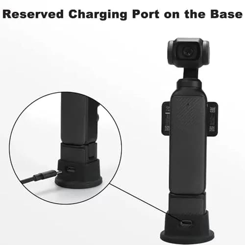 FiTSTILL Black Silicone Non-Slip Desktop Mount for DJI Osmo Pocket 4/3, Lightweight and Compact, with Charging Opening | Stable Desktop Base thumbnail 2