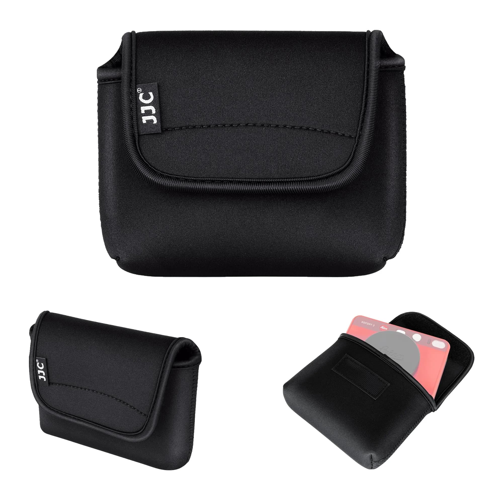 JJC Camera Case for Leica Sofort 2, Fuji X Half, Kodak Ektar H35N, Pixpro WPZ2 (160x120x35mm) | Red Neoprene Pouch — Black
