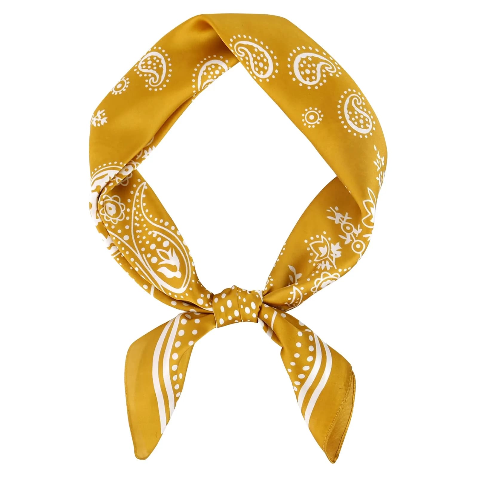 GERINLY Paisley Print Silk Scarf for Men, Yellow 27 Inch Square Neckerchief | Classic Designer Neck Tie - main product image