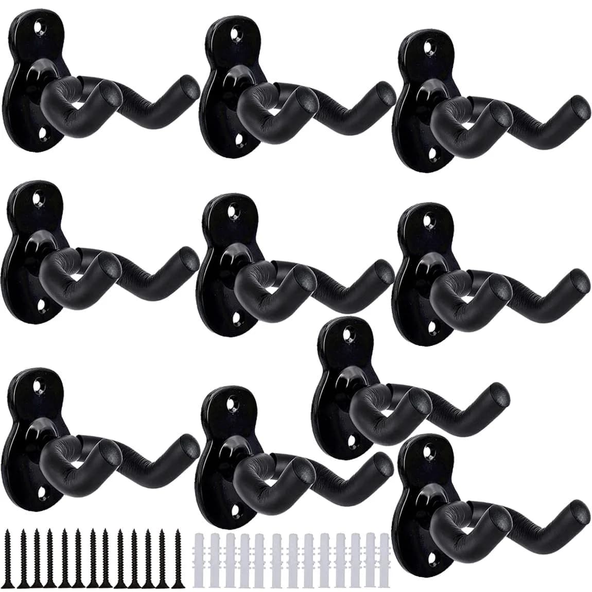 Sound harbor Guitar Wall Mount 10 Pack, Sturdy Metal Hook Stand for Acoustic, Electric Guitar, Banjo, Bass, Ukulele | Rotatable Arms — modern-minimalist