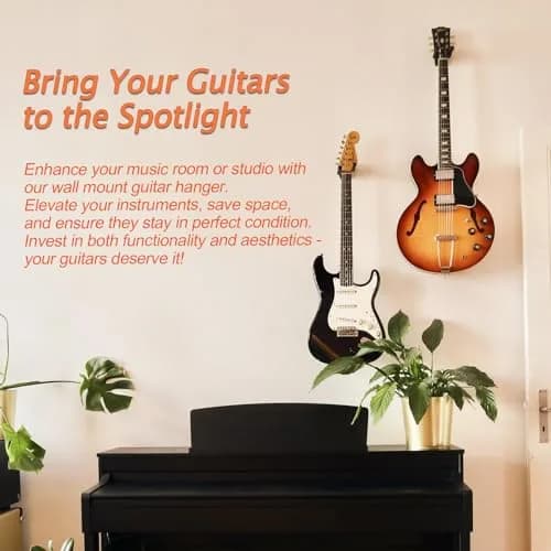 Sound harbor Guitar Wall Mount 10 Pack, Sturdy Metal Hook Stand for Acoustic, Electric Guitar, Banjo, Bass, Ukulele | Rotatable Arms thumbnail 5