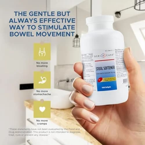 GeriCare Docusate Sodium Stool Softener 100mg | Gentle Adults Daily Laxative for Constipation thumbnail 4