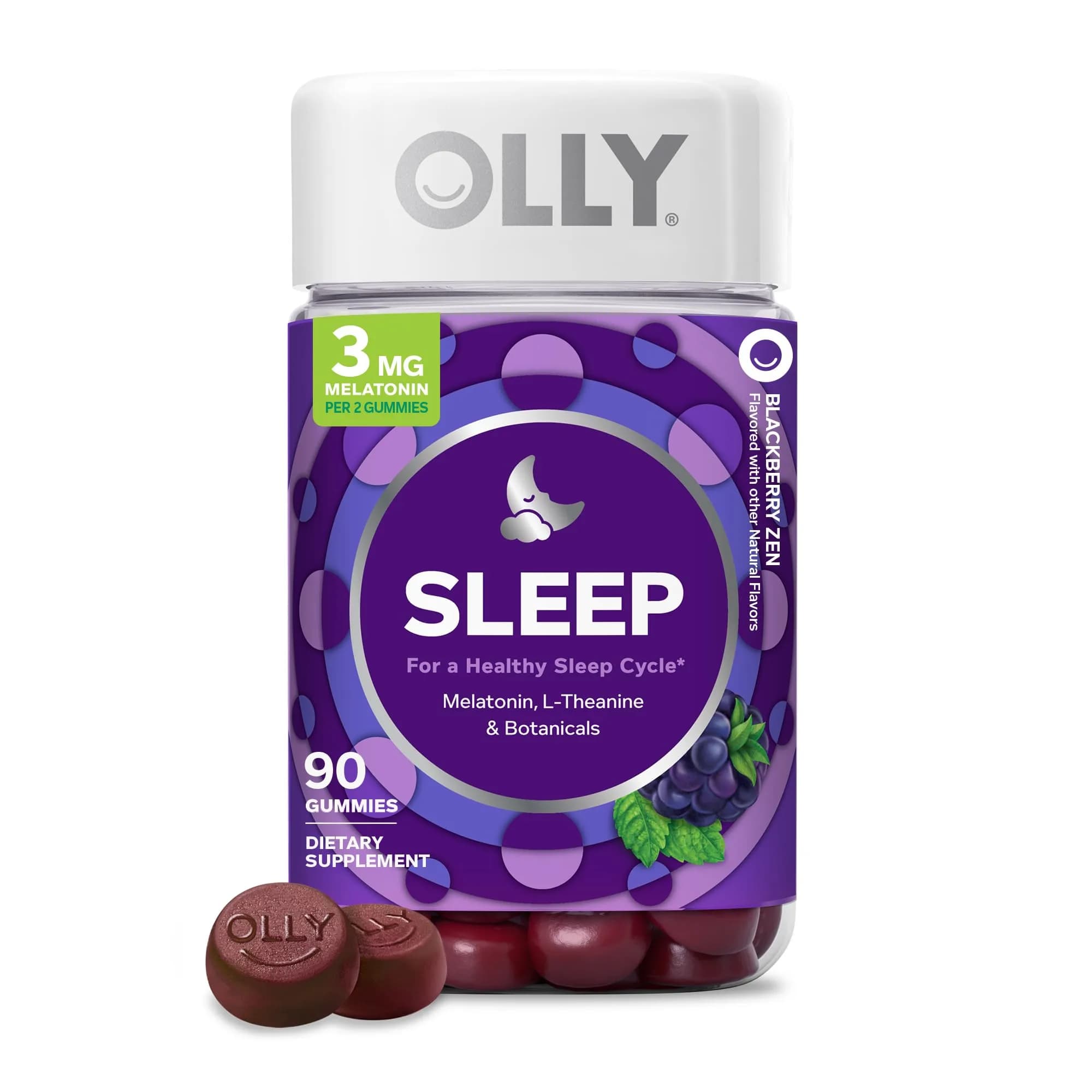 OLLY Sleep Support Gummy Supplement, 3 mg Melatonin, L-Theanine - 90 Count | Supports Healthy Sleep Cycle