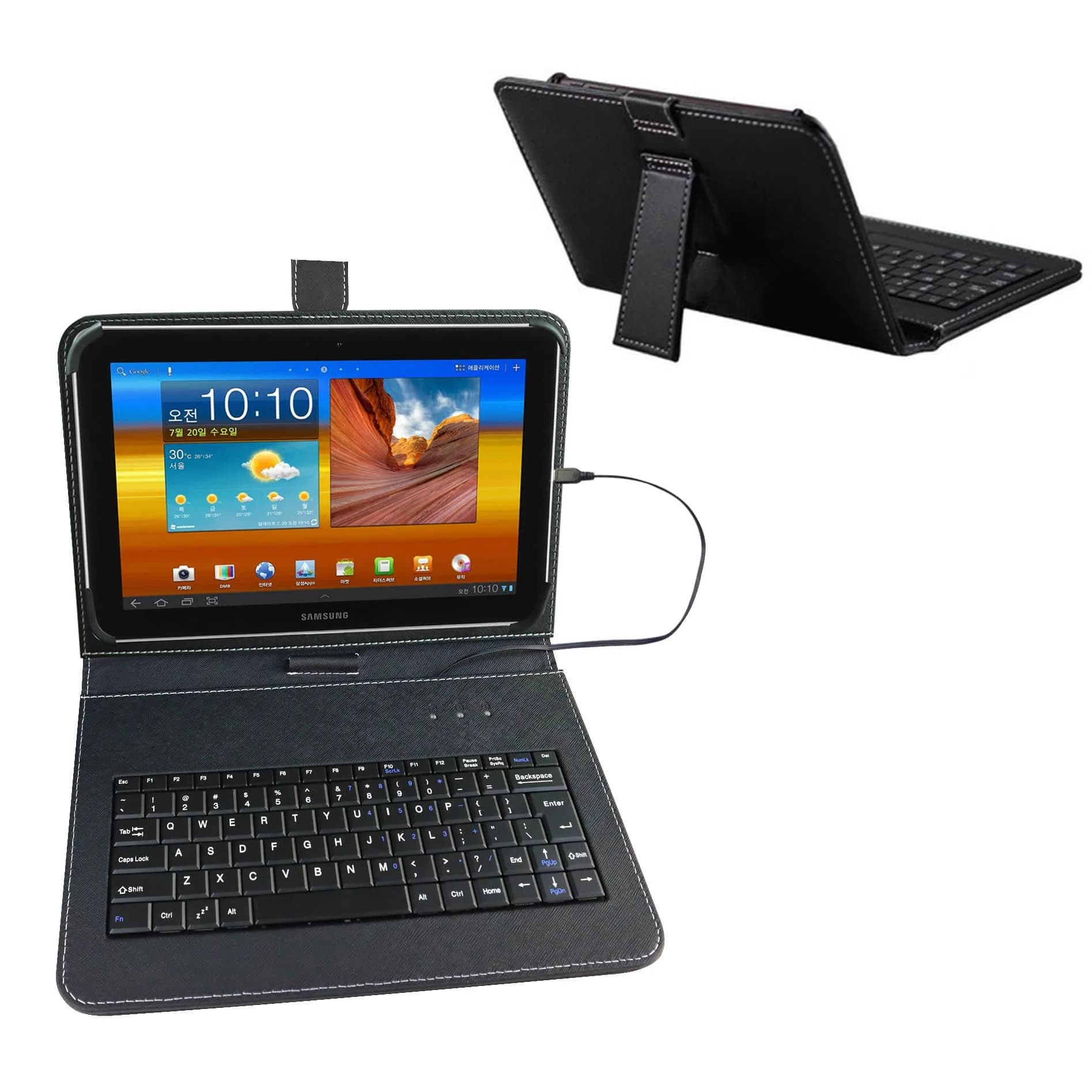 ENJOY-UNIQUE Black QWERTY Keyboard Case for 9.7-11 inch Tablets | USB-C Port, PU Leather, Universal Fit — Black