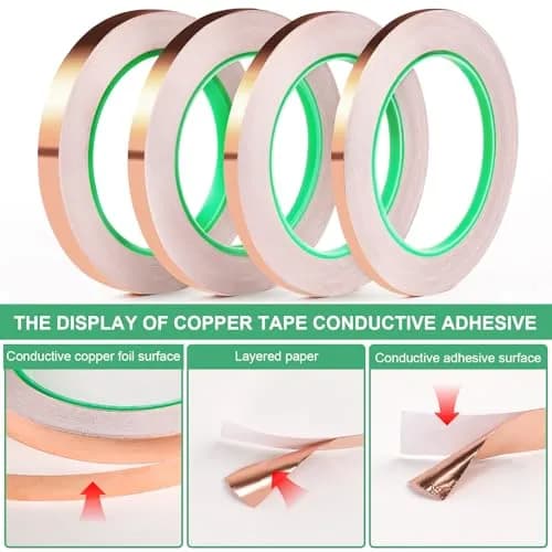 LOVIMAG Copper Foil Tape 4 Sizes (0.2-0.4 Inch) x 72.6FT | High Conductivity for Electronics & Crafts thumbnail 4