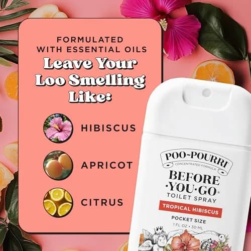 Poo-Pourri Tropical Hibiscus Pocket Toilet Spray 30ml (1 Fl Oz) | Essential Oils Odor Deodorizer thumbnail 4