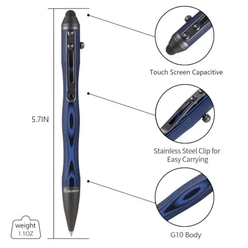 Cool Hand 5.7'' G10 EDC Bolt Action Pen, Touch Screen Stylus, Model 5375-N | Ergonomic large-hand grip, refillable, stylish navy thumbnail 5