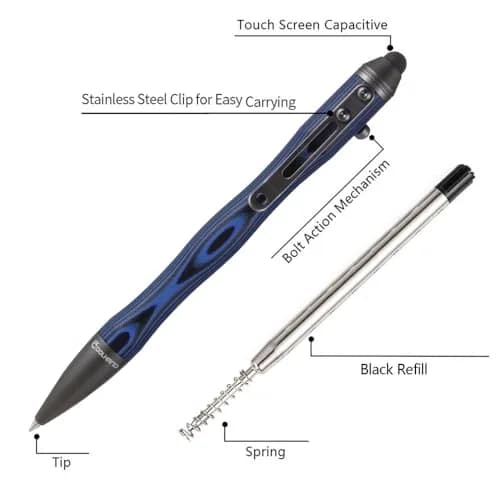 Cool Hand 5.7'' G10 EDC Bolt Action Pen, Touch Screen Stylus, Model 5375-N | Ergonomic large-hand grip, refillable, stylish navy thumbnail 6
