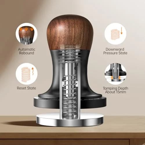 MHW-3BOMBER 53.35mm Espresso Coffee Tamper with Three Spring Loaded Calibrated Espresso Tamper 30lbs | Titanium Coating Black thumbnail 4