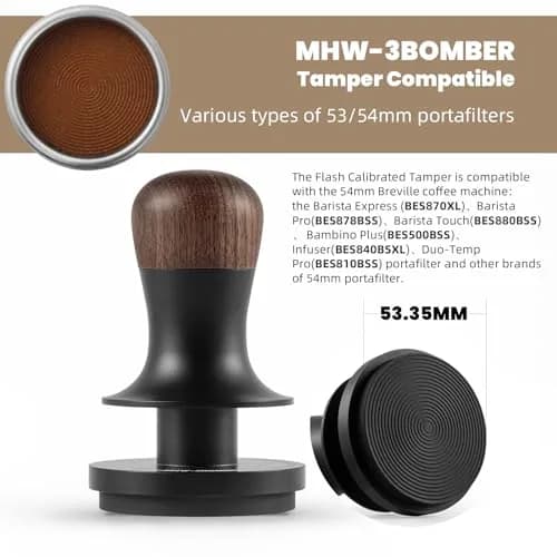 MHW-3BOMBER 53.35mm Espresso Coffee Tamper with Three Spring Loaded Calibrated Espresso Tamper 30lbs | Titanium Coating Black thumbnail 8