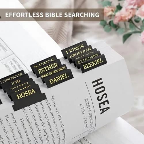 Taja Bible Tabs for Women & Men, Large Print Bible Index Tabs for Easy Navigation, Old & New Testament, 66 Tabs + 9 Blank - Black thumbnail 3
