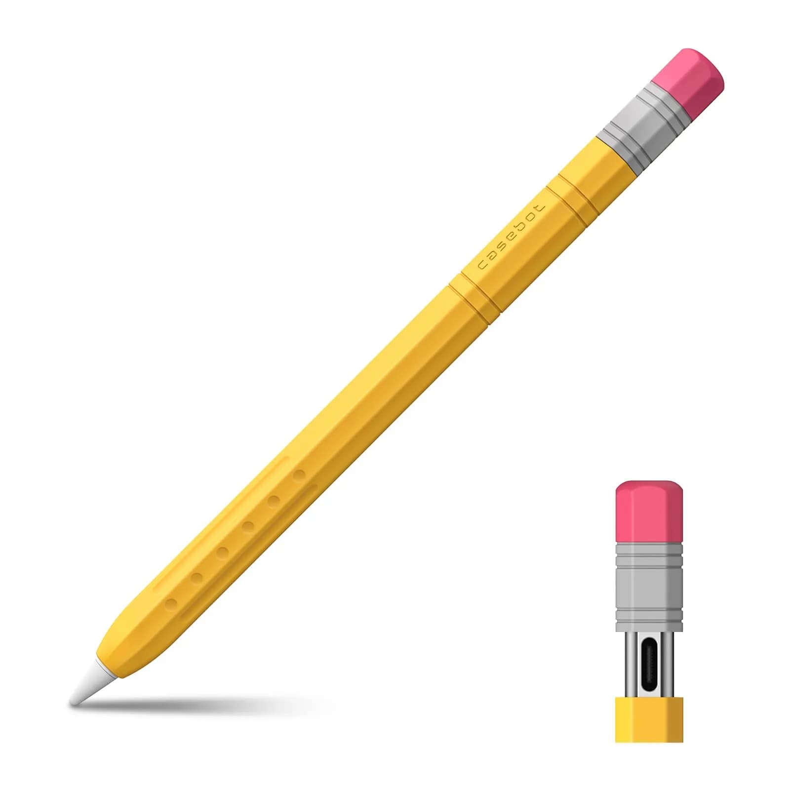 Fintie Soft Silicone Sleeve for Apple Pencil (USB-C), Yellow | Lightweight Pen Protective Cover, Anti-Slip Grip, Ergonomic Design, Writing & Drawing Comfort, Supports Magnetic Attachment - main product image