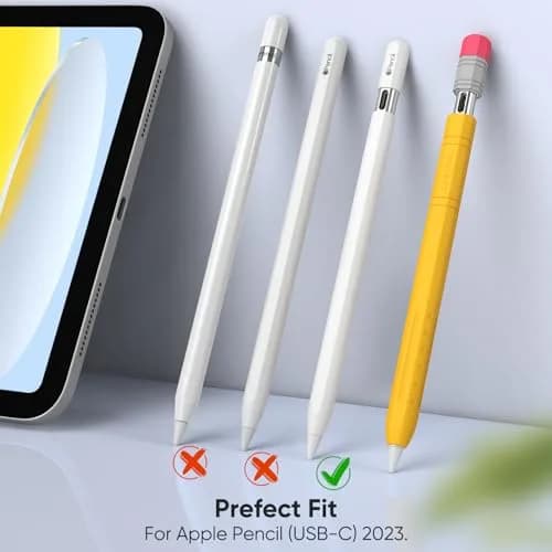 Fintie Soft Silicone Sleeve for Apple Pencil (USB-C), Yellow | Lightweight Pen Protective Cover, Anti-Slip Grip, Ergonomic Design, Writing & Drawing Comfort, Supports Magnetic Attachment thumbnail 2