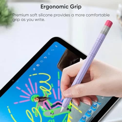 Fintie Soft Silicone Sleeve for Apple Pencil (USB-C) Lilac Purple | Lightweight Pen Protective Cover thumbnail 5