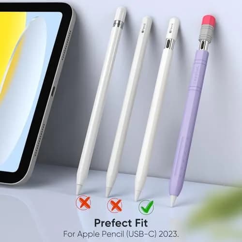 Fintie Soft Silicone Sleeve for Apple Pencil (USB-C) Lilac Purple | Lightweight Pen Protective Cover thumbnail 2