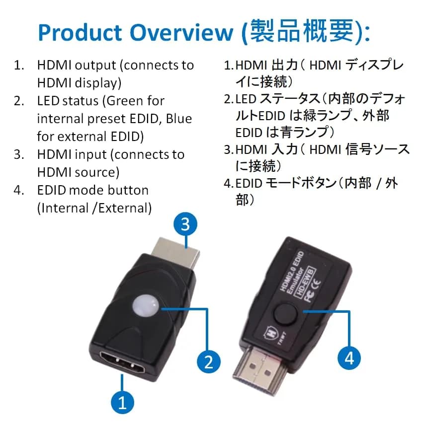 THWT HDMI 2.0 4K EDID Emulator (Model: HD-EWB) | Support Exact EDID Copy & Emulation, HDCP Passthrough, 4K@60Hz thumbnail 7