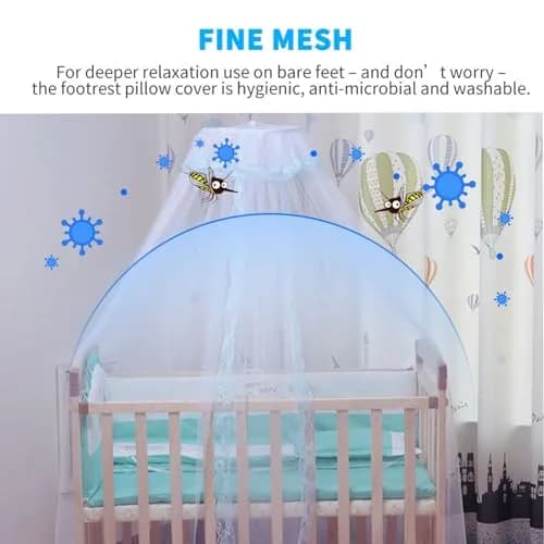 Vawolecy Universal Crib Mosquito Net with Lace Dome Canopy No Stand | Breathable Polyester Mesh, 63in Height x 177in Perimeter thumbnail 8