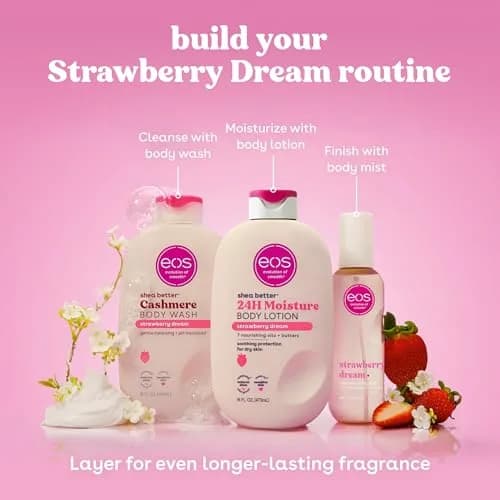 eos Cashmere Body Wash – Strawberry Dreams, Moisturizing Gel Formula 473ml (16 fl oz) | Gentle & Hydrating for Sensitive Skin thumbnail 7