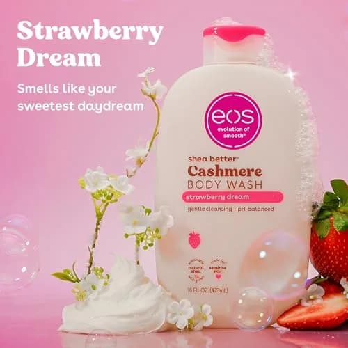eos Cashmere Body Wash – Strawberry Dreams, Moisturizing Gel Formula 473ml (16 fl oz) | Gentle & Hydrating for Sensitive Skin thumbnail 2
