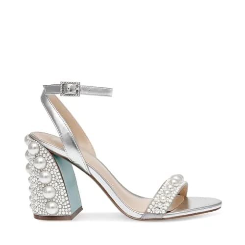 Betsey Johnson Lexi Silver Heeled Sandal 7 | Embellished Block Heel for Evening Wear thumbnail 4