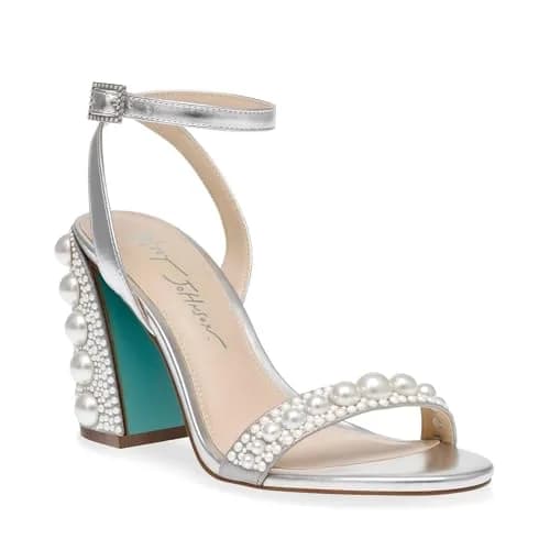 Betsey Johnson Lexi Silver Heeled Sandal 7 | Embellished Block Heel for Evening Wear thumbnail 7