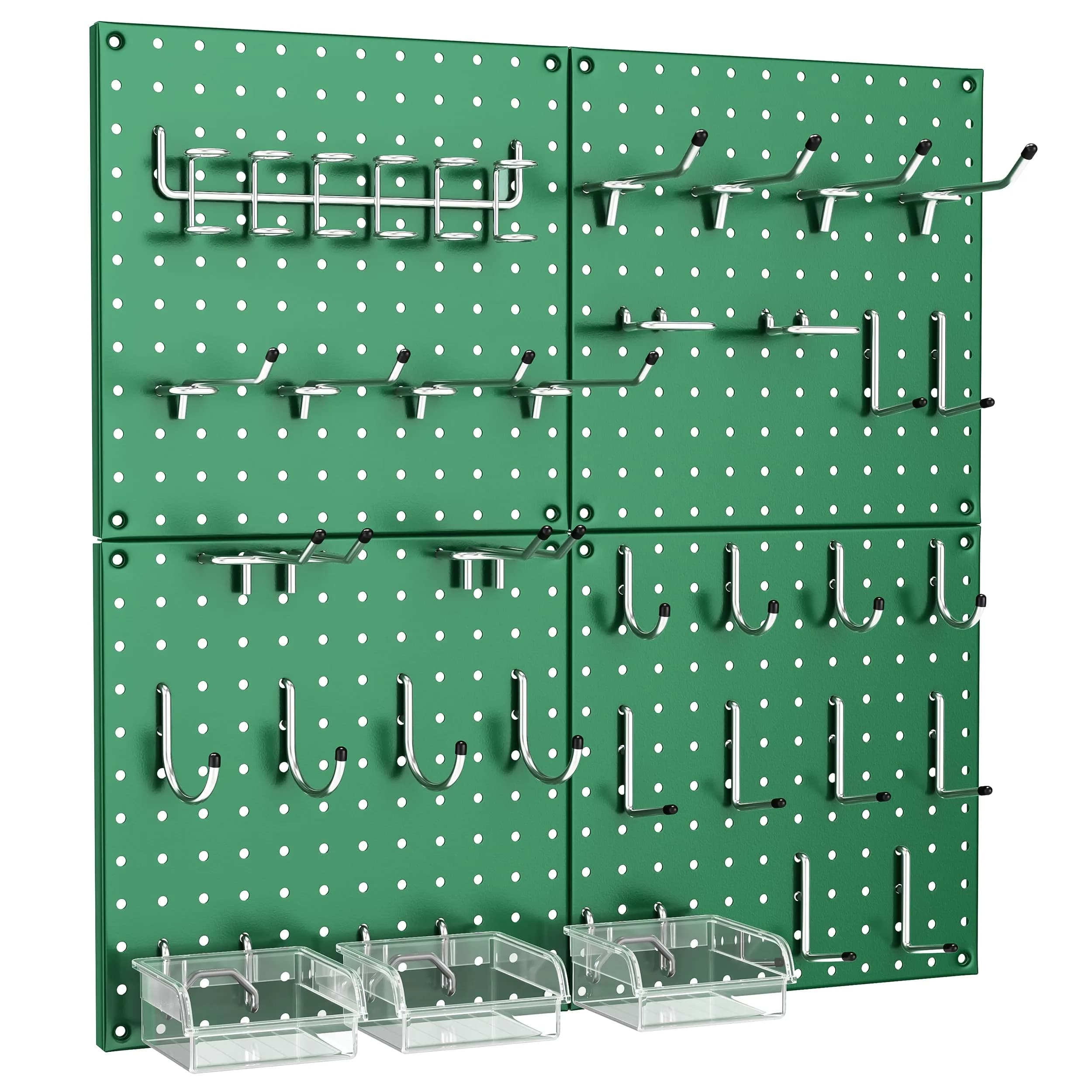 Hogurity Heavy Duty Metal Pegboard Panels with Hooks - 4 Pack 12"x12" | 24"x24" Display Area