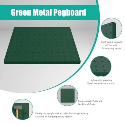 Hogurity Heavy Duty Metal Pegboard Panels with Hooks - 4 Pack 12"x12" | 24"x24" Display Area thumbnail 5