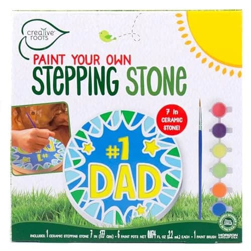 Creative Roots Paint Your Own #1 Dad Stepping Stone Kit | 7 inch Ceramic, 6 Acrylic Paints & Brush thumbnail 1