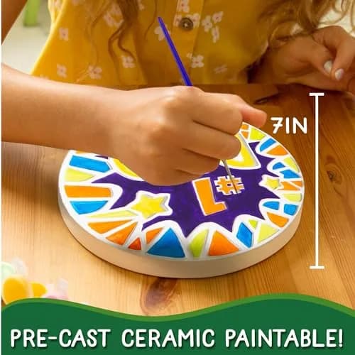 Creative Roots Paint Your Own #1 Dad Stepping Stone Kit | 7 inch Ceramic, 6 Acrylic Paints & Brush thumbnail 2