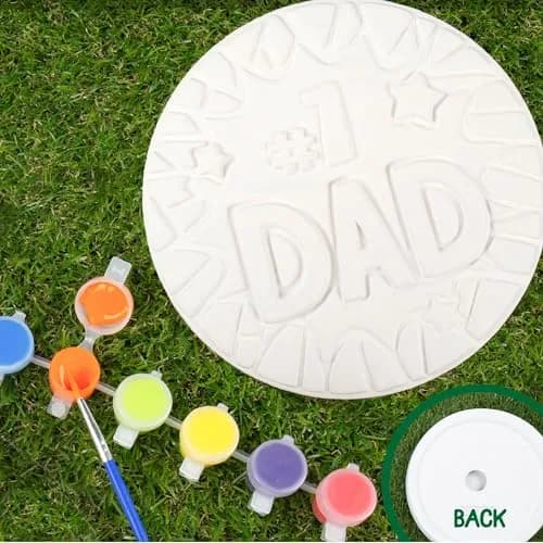 Creative Roots Paint Your Own #1 Dad Stepping Stone Kit | 7 inch Ceramic, 6 Acrylic Paints & Brush thumbnail 3