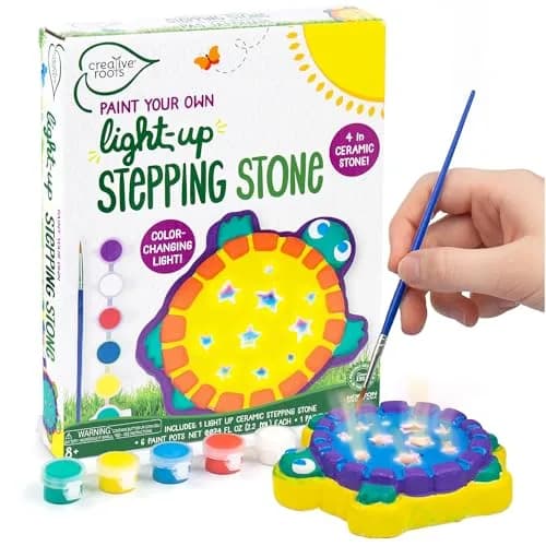 Creative Roots Mini Light Up Turtle Stepping Stone Craft Kit 11.4 cm (3.9 in.) | Color-Changing LED & Acrylic Paints thumbnail 1