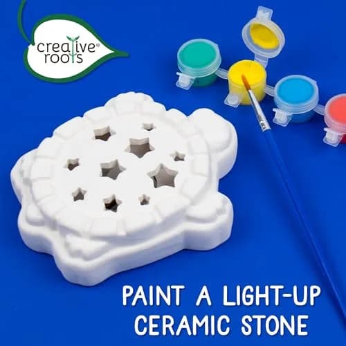 Creative Roots Mini Light Up Turtle Stepping Stone Craft Kit 11.4 cm (3.9 in.) | Color-Changing LED & Acrylic Paints thumbnail 2