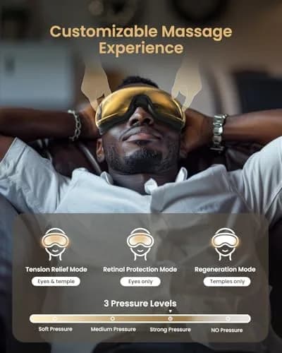 RENPHO Eyeris 3 Eye Massager with Heat & Cooling, Voice Control, 3 Compression Modes, 3 Pressure Levels, Bluetooth, Gold | 1500mAh Battery thumbnail 5