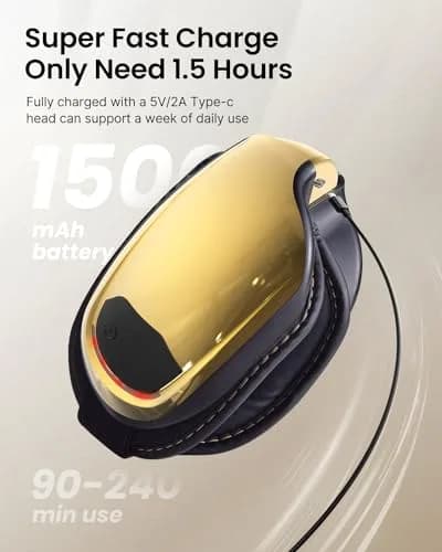 RENPHO Eyeris 3 Eye Massager with Heat & Cooling, Voice Control, 3 Compression Modes, 3 Pressure Levels, Bluetooth, Gold | 1500mAh Battery thumbnail 7