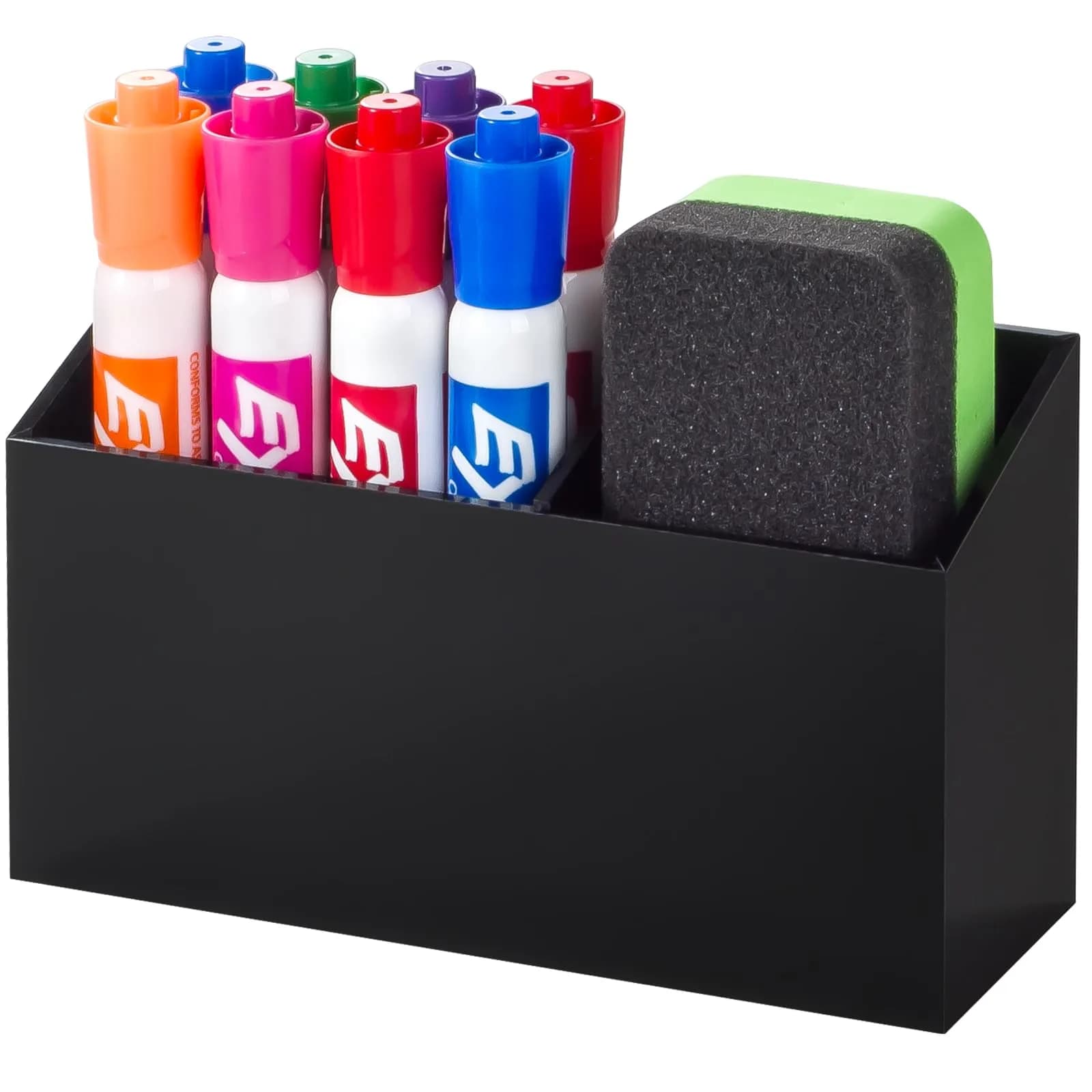 BEYGORM Magnetic Dry Erase Marker Holder with Non-Slip Pad, 15.9cm x 9cm x 5.1cm (6.26" x 3.54" x 2") | Organizes Whiteboards & Fridges - main product image
