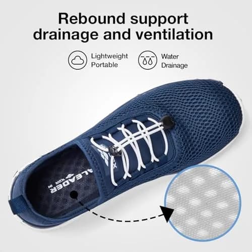 ALEADER Xdrain Water Shoes for Men, Quick-Dry Beach Aqua Hiking Pool Swim Shoes, Water Sneakers Navy Size 8.5 (268 ml) thumbnail 4